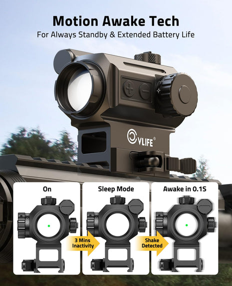 Motion awake tech - CVLIFE JackalHowl 1X25mm Auto-Brightness Green Dot Sight