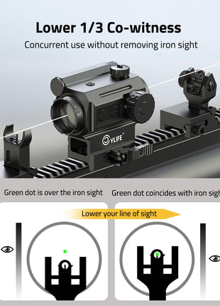 Lower 1/3 co-witness - CVLIFE JackalHowl 1X25mm Auto-Brightness Green Dot Sight