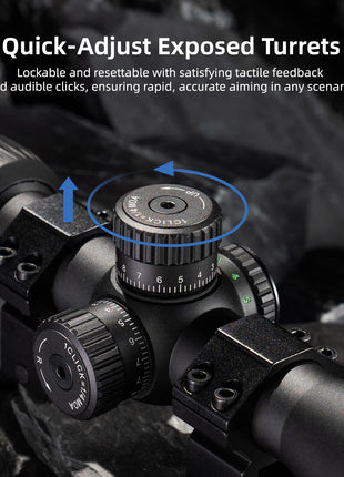 QUICK-ADJUST EXPOSED TURETS - CVLIFE JackalHowl 3-9x40 Rifle Scope with 20mm Rings