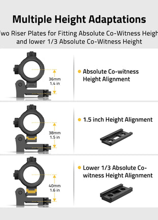 multiple height adaptations - CVLIFE JackalHowl 3X Red Dot Magnifier