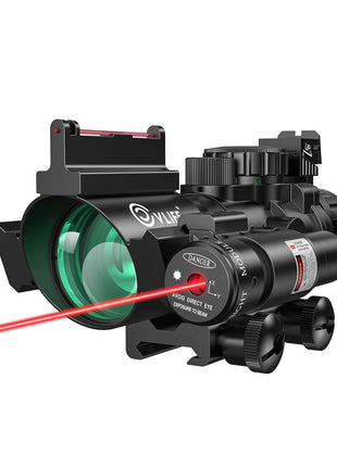 CVLIFE 4x32 Prism Tactical Compact Rifle Scope with Red Laser