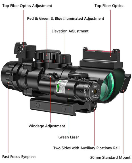 Details of CVLIFE JackalHowl 4x32 Prism Tactical Rifle Scope Red & Green & Blue Illuminated Reticle Hunting Guns Scope