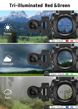 CVLIFE JackalHowl 4x32 Prism Tactical Rifle Scope Red & Green & Blue Tri-Illuminated Reticle Hunting Guns Scope