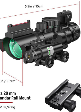 CVLIFE JackalHowl 4x32 Prism Tactical Rifle Scope Fits 20 mm Standar Rail Mount