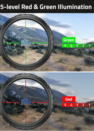 5-level red & green illumination - CVLIFE JackalHowl 6-18x50 AO Rifle Scope for Hunting