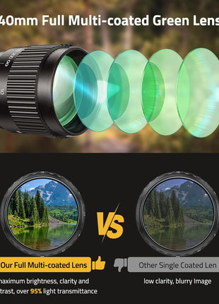 CVLIFE JackalHowl F02 3-9x40 AO Scope allows maximum brightness，clarity and contrast, over 95% light transmittance.