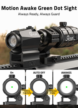 motion awake - CVLIFE JackalHowl Green Dot Sight & 3X Magnifier Combo Set