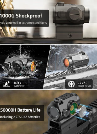 CVLIFE JackalHowl Red Dot Sight Shake Awake Dot Sight 2 MOA Red Dot Optics
