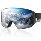 CVLIFE Magnetic Ski Goggles Over Glasses - Black Frame Silver Lens
