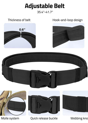 CVLIFE Men Battle Multifunctional 7 in 1 Tactical Duty Belt with Adjustable Belt