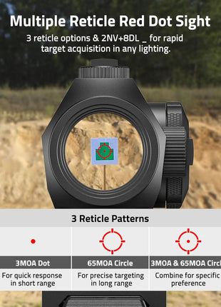 CVLIFE Multiple Reticle Red Dot Sight with 3 Reticle Patterns