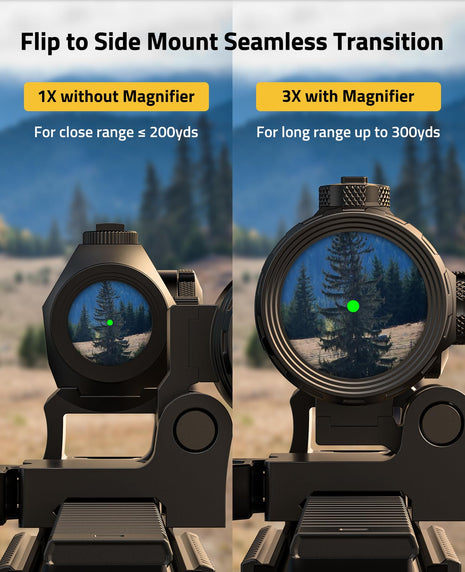 1-3X magnifier - CVLIFE Multi-Reticle Red/Green Dot Sight & 3X Magnifier Combo