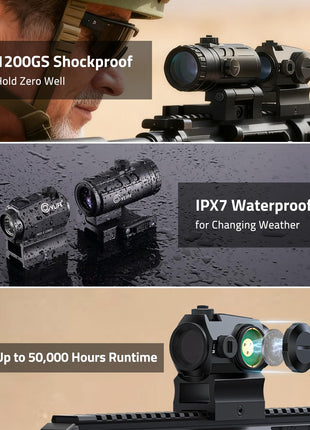 durable - CVLIFE Multi-Reticle Red/Green Dot Sight & 3X Magnifier Combo