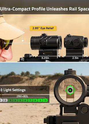 10 light settings - CVLIFE Multi-Reticle Red/Green Dot Sight & 3X Magnifier Combo