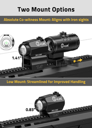 two mount options - CVLIFE Multi-Reticle Red/Green Dot Sight & 3X Magnifier Combo