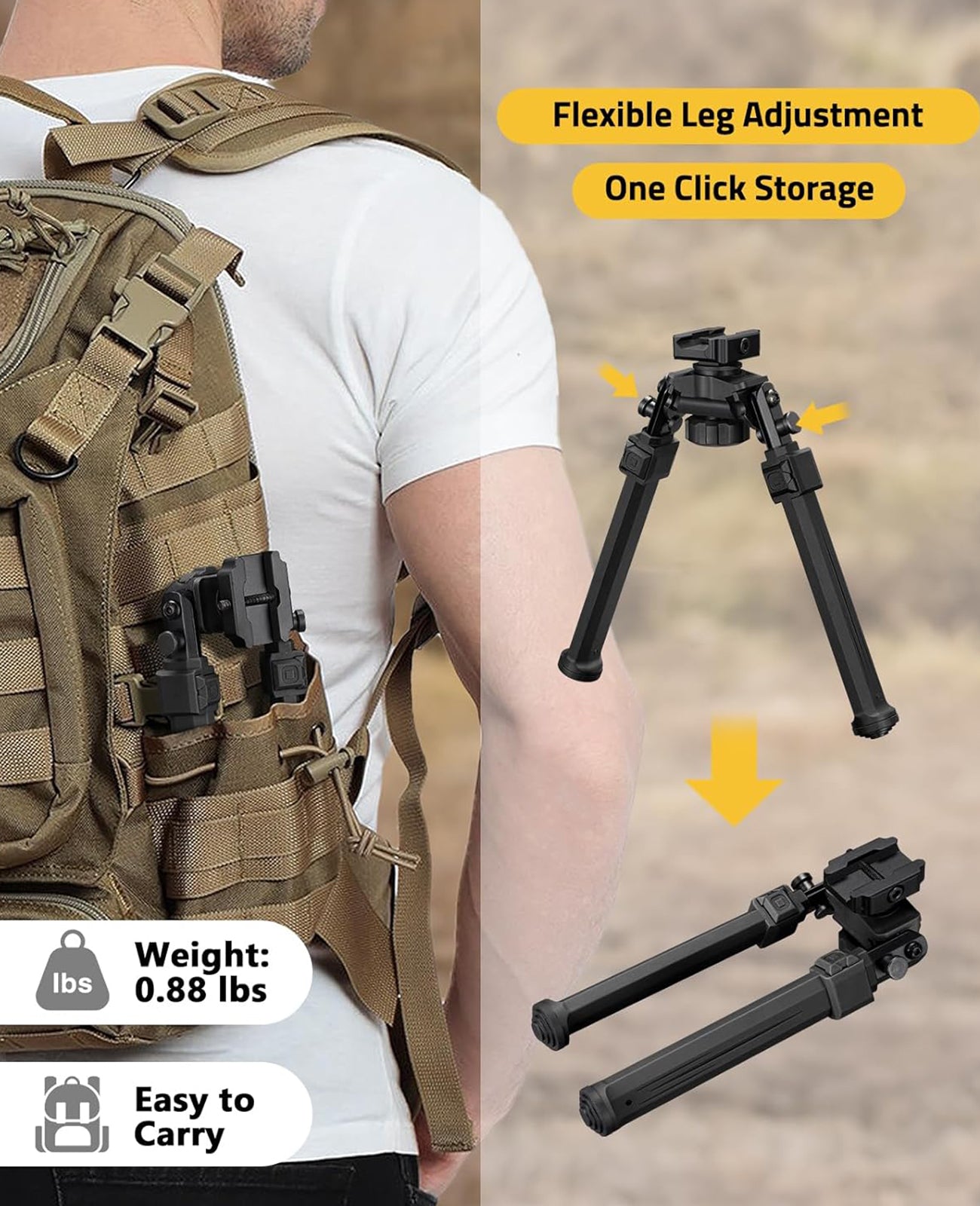 CVLIFE Picatinny Rifle Bipod Adjustable Rotation 360 Degrees