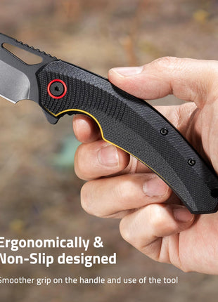 Ergonomically & Non-Slip designed - CVLIFE Pocket Knife with 3" Sharp Blade G10 Ergonomic Handle