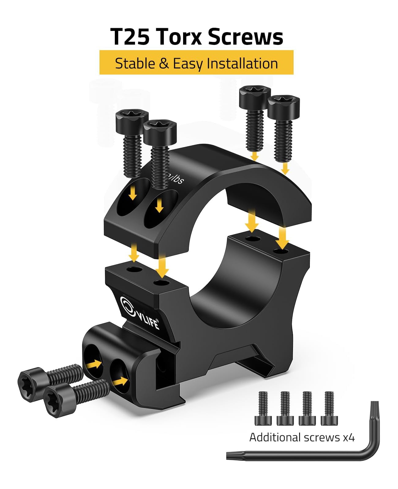 CVLIFE Precision 1 Inch Scope Rings Mount - 2 Pieces