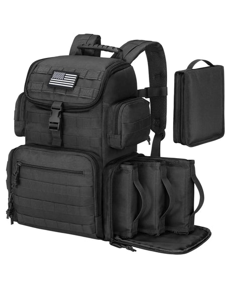 CVLIFE Range Backpack for Handguns Gun Pistol Bag for Shooting - black