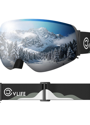 CVLIFE Ski Goggles OTG, Snow/Snowboard Goggles - Black Frame Silver Lens