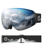 CVLIFE Ski Goggles OTG, Snow/Snowboard Goggles - Black Frame Silver Lens