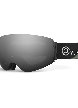 CVLIFE Ski Goggles OTG, Snow/Snowboard Goggles - Black Frame Silver Lens