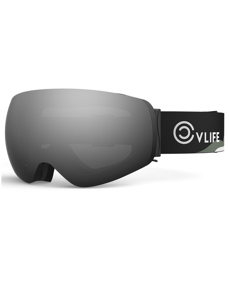 CVLIFE Ski Goggles OTG, Snow/Snowboard Goggles - Black Frame Silver Lens