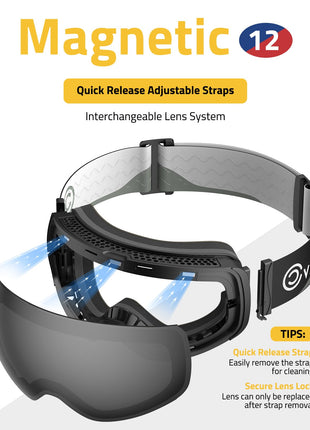 quick release adjustable straps - CVLIFE Ski Goggles OTG, Snow/Snowboard Goggles