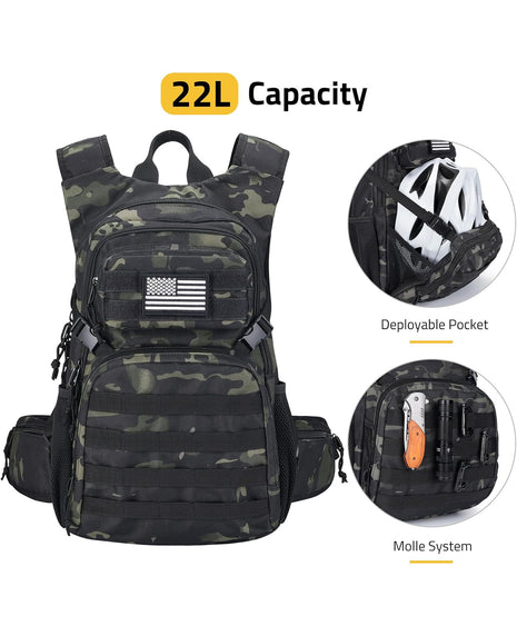 CVLIFE Tactical Hydration Backpack with 22L Capacity
