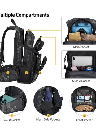 Multiple Compartments of CVLIFE Tactical Hydration Backpack