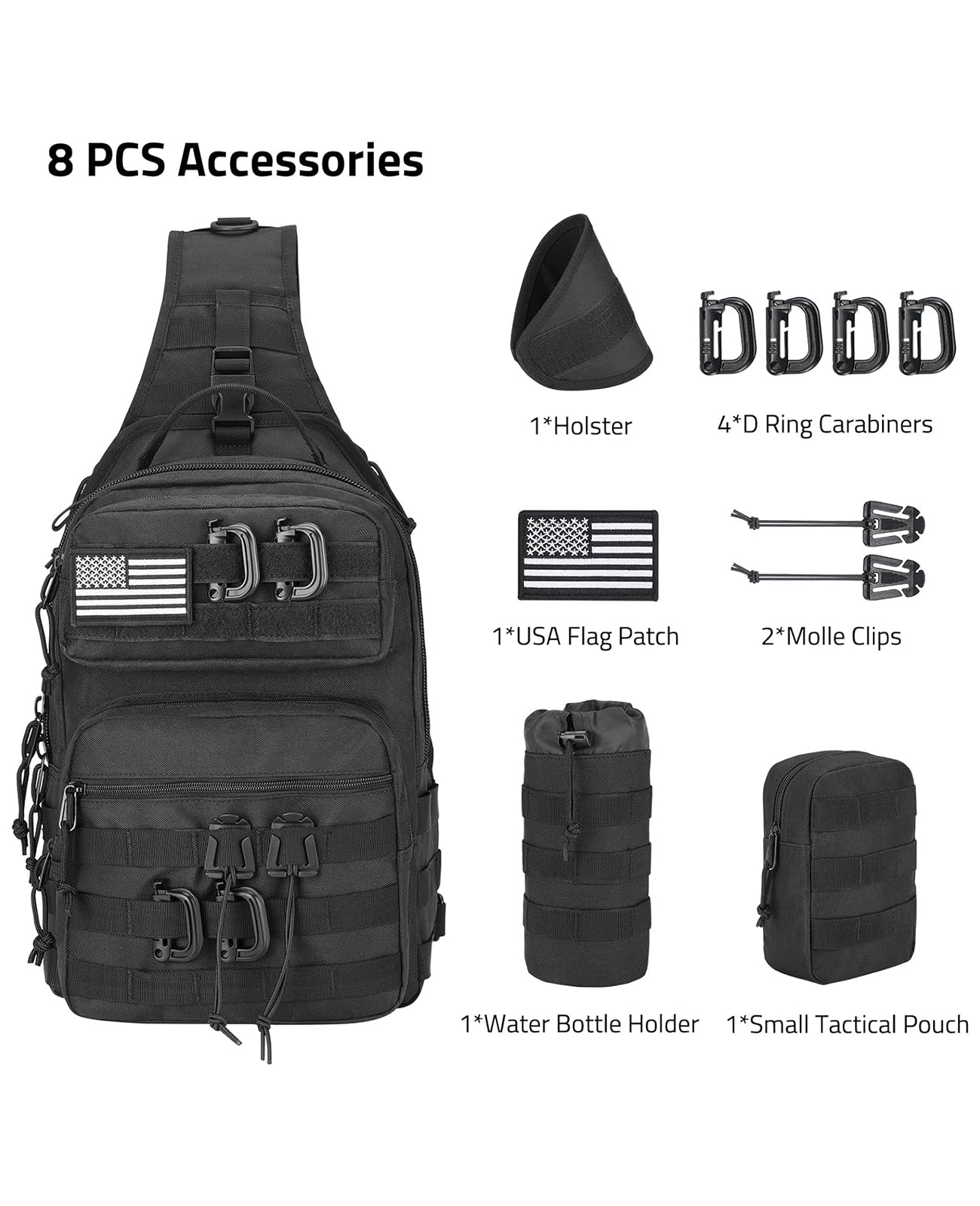 Tactical Sling Pack Mens Sling Bag Backpack P&D 14L Tactical