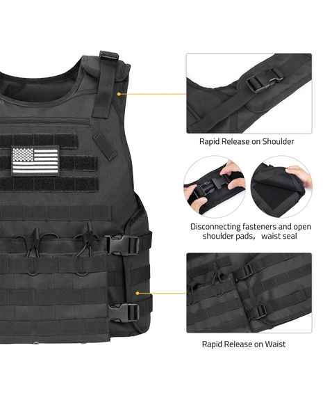 Quick release system - CVLIFE Tactical Vest with Zipper Bag