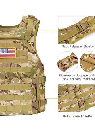 Chaleco táctico CVLIFE con sistema de correas Molle con bolsa con cremallera