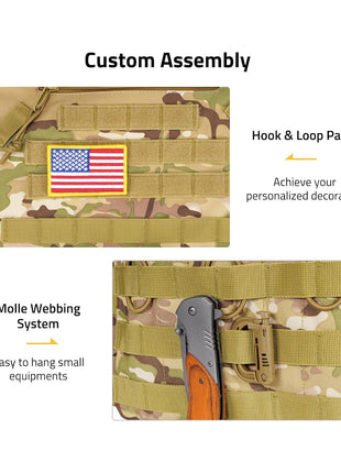 Chaleco táctico CVLIFE con sistema de correas Molle con bolsa con cremallera
