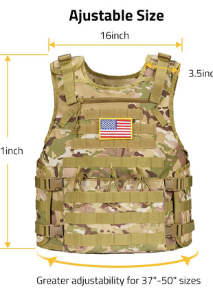 Chaleco táctico CVLIFE con sistema de correas Molle con bolsa con cremallera