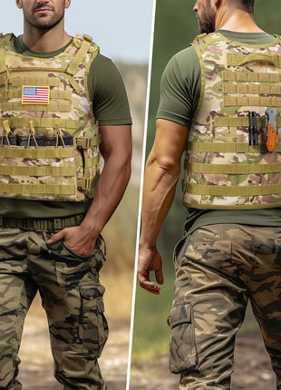 Chaleco táctico CVLIFE con sistema de correas Molle con bolsa con cremallera