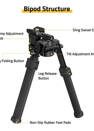 CVLIFE Tiltable Sling Stud Rifle Bipod Structure