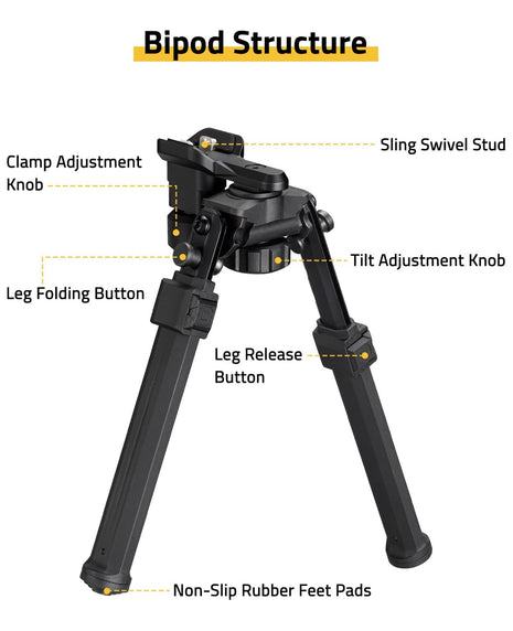 CVLIFE Tiltable Sling Stud Rifle Bipod Structure
