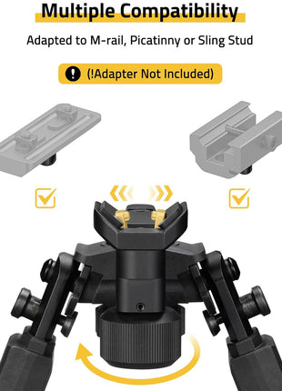 CVLIFE Tiltable Sling Stud Rifle Bipod with Multiple Compatibility.