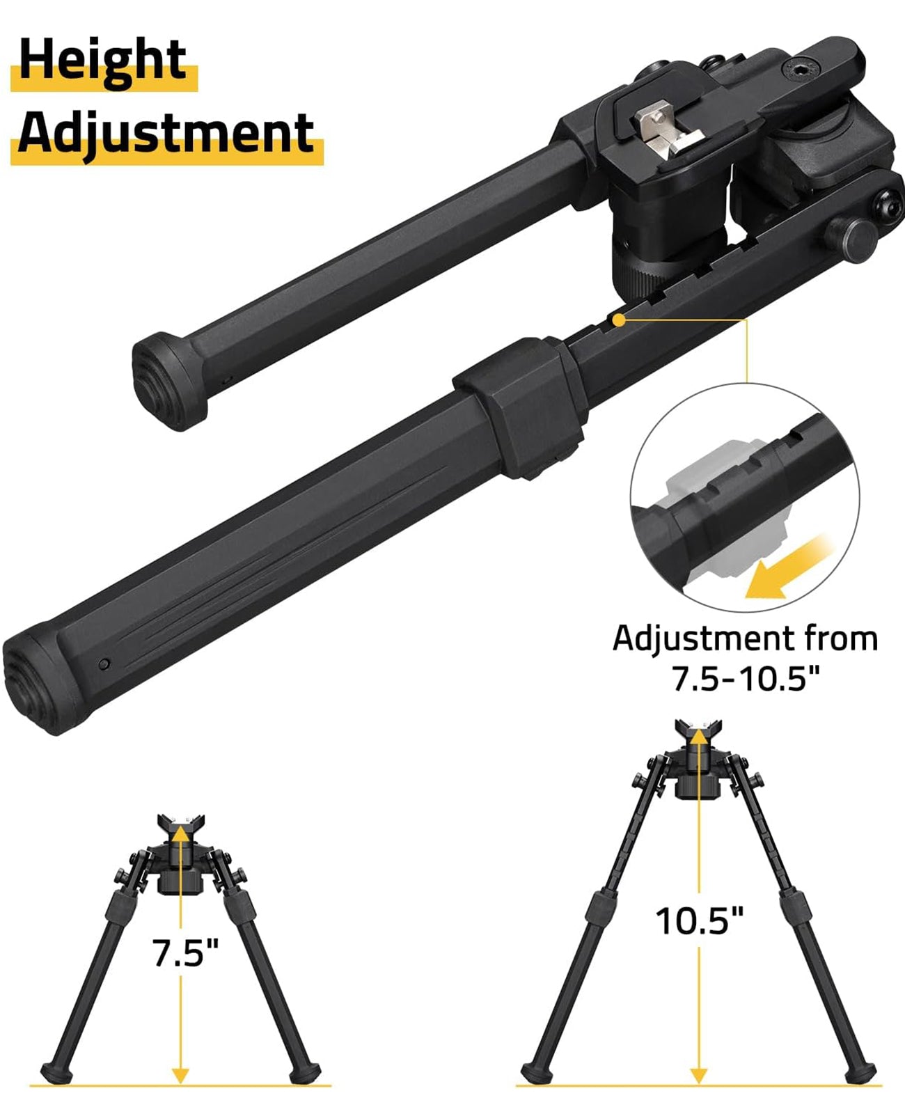 Bipied Inclinable Pivotant Zeadio Série F20 – Monture M-LOK 8 à 11 Pouces