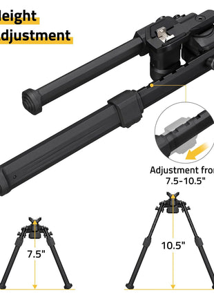 CVLIFE Tiltable Sling Stud Rifle Bipod Allows Height Adjustment