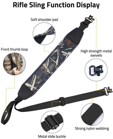CVLIFE Two Point Rifle Sling Function Display