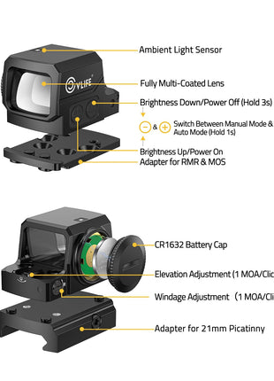 structure - CVLIFE WildHawk Enclosed Auto-Brightness Green Dot Sight