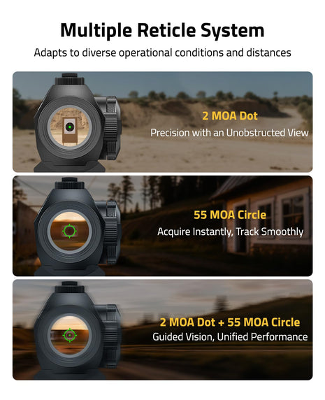 Multiple Reticle System - CVLIFE WildHawk Multiple Reticle 2 MOA Motion Awake Green Dot