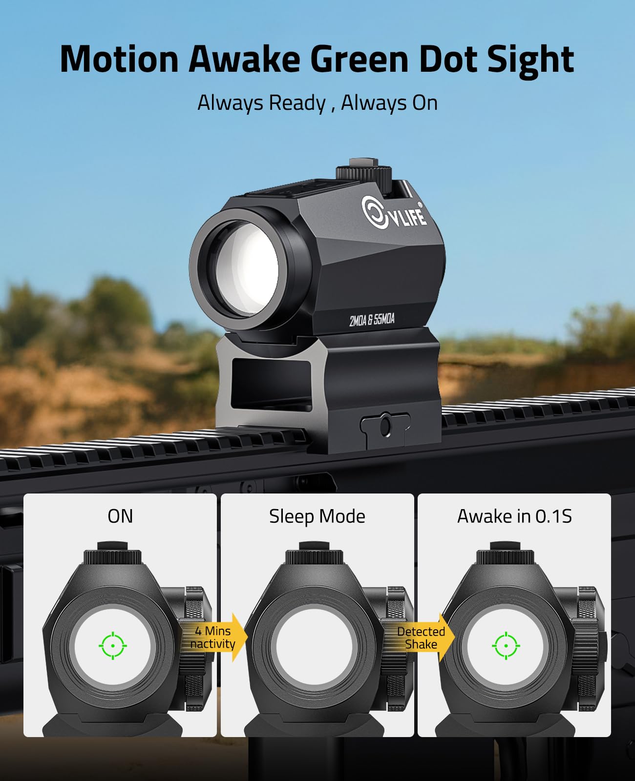 Vr Movement Reticule CVLIFE WildHawk Multiple Reticle 2 MOA Green Dot - Global