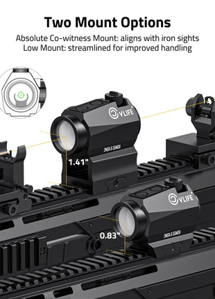 Two Mount Options - CVLIFE WildHawk Multiple Reticle 2 MOA Motion Awake Green Dot