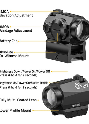 CVLIFE WildHawk Multiple Reticle 2 MOA Motion Awake Green Dot