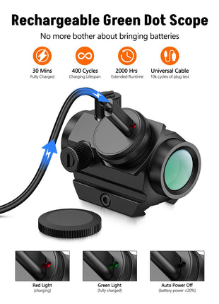 CVLIFE WolfCloak 3 MOA Rechargeable Red/Green Dot Sight