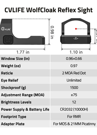 CVLIFE WolfCloak Reflex Sight