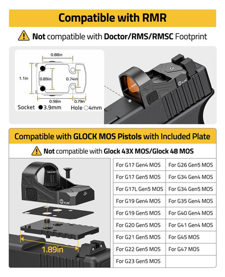 CVLIFE WolfCloak X01 Motion Awake Red Dot Sight compatible with RMR